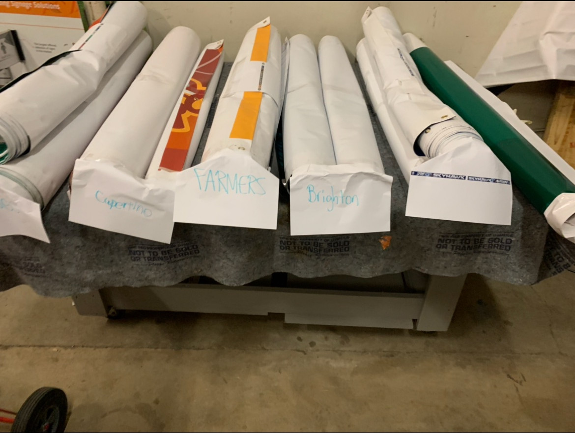 Finished jobs rolled and labeled by school